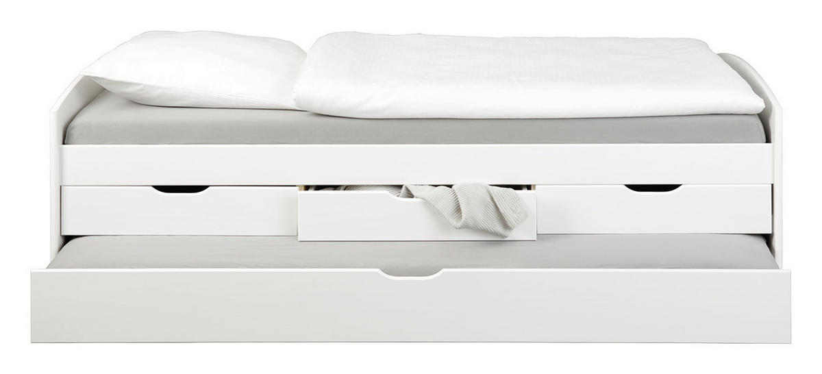 STAURAUMBETT 90/200 cm  in Weiß  - Weiß, LIFESTYLE, Holz (90/200cm) - Carryhome
