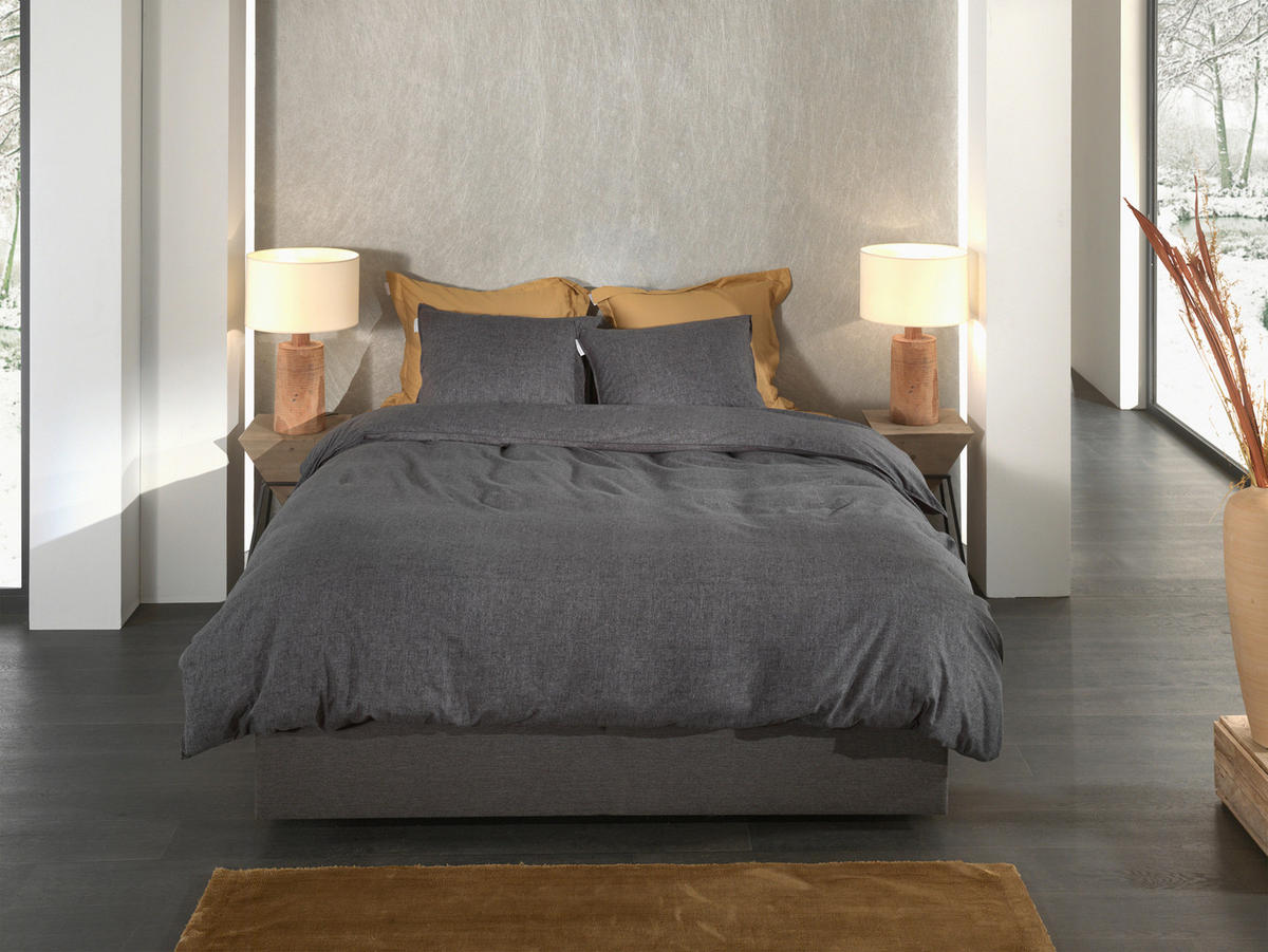 BETTWÄSCHE Franela Flanell 155/220 cm  - Anthrazit, Basics, Textil (155/220cm)