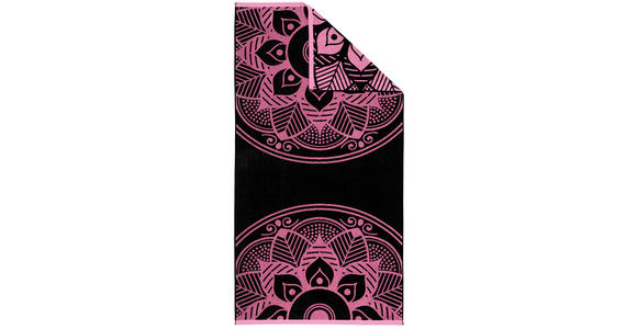 STRANDTUCH 90/180 cm Schwarz, Pink - Pink/Schwarz, KONVENTIONELL, Textil (90/180cm) - Esposa