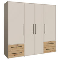KLEIDERSCHRANK 206/200/59 cm,  in Sandfarben, Eiche Artisan, 4 Tür(en)  - Sandfarben/Schwarz, KONVENTIONELL, Holzwerkstoff/Kunststoff (206/200/59cm) - Milino