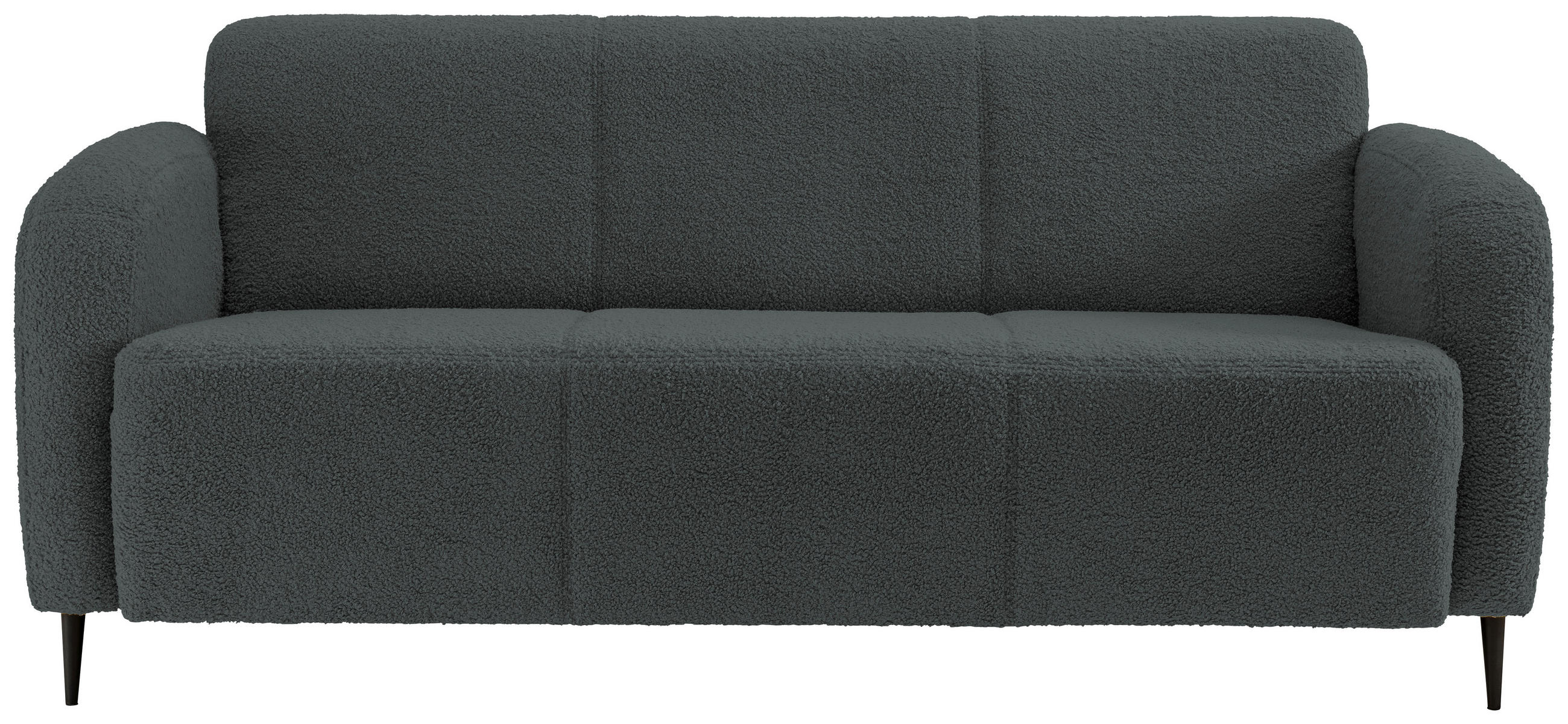 3-SITZER-SOFA in Teddystoff Anthrazit  - Anthrazit/Schwarz, Modern, Textil/Metall (180/76/90cm) - Livetastic