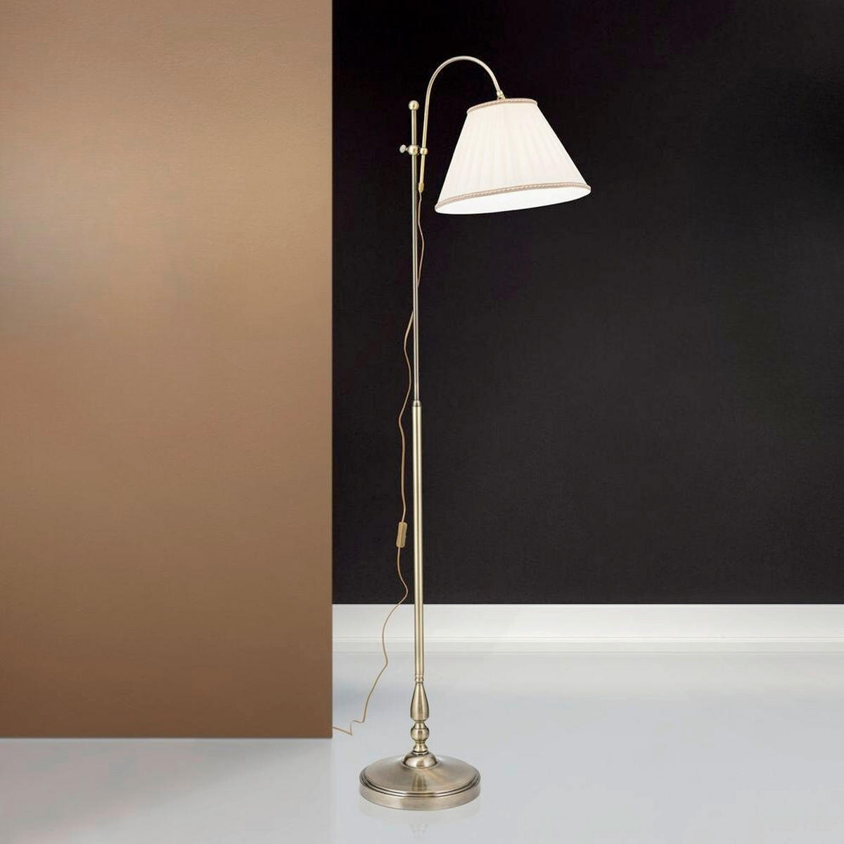STEHLEUCHTE Tonia 35/183 cm   - Beige/Bronzefarben, LIFESTYLE, Textil/Metall (35/183cm)