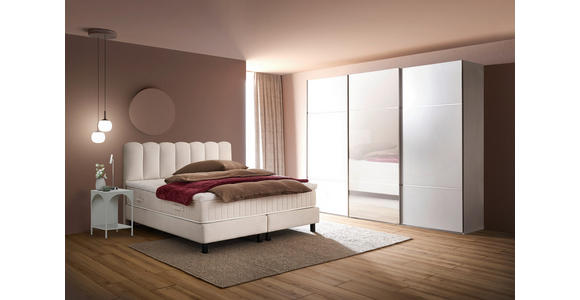 BOXSPRINGBETT 180/200 cm,  in Weiß, Topper, Matratzen, H3 = fest  - Schwarz/Weiß, Design, Holzwerkstoff/Textil (180/200cm) - Esposa