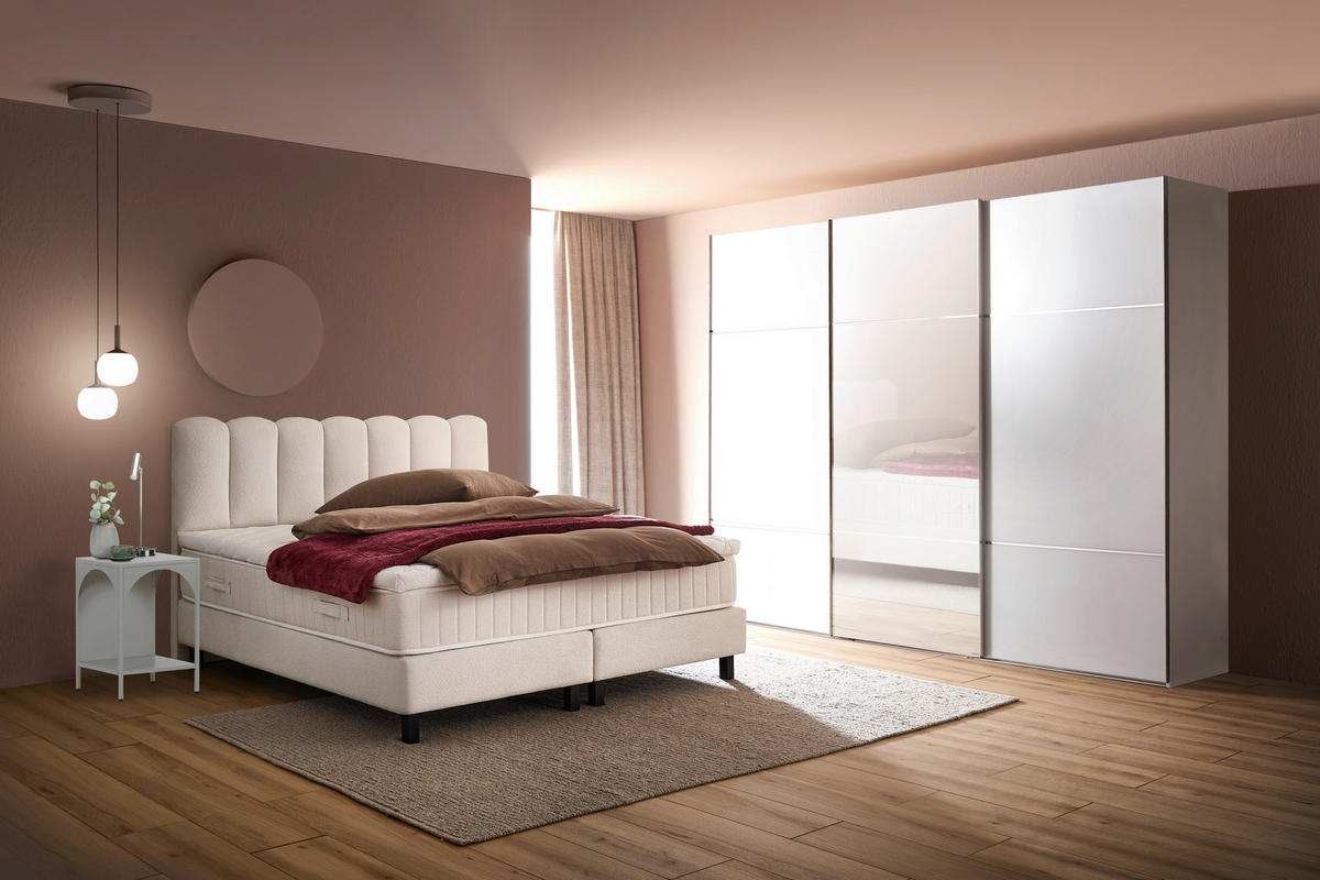 KONTINENTALSÄNG 180/200 cm  i vit  - vit/svart, Design, metall/trämaterial (180/200cm) - Glandor