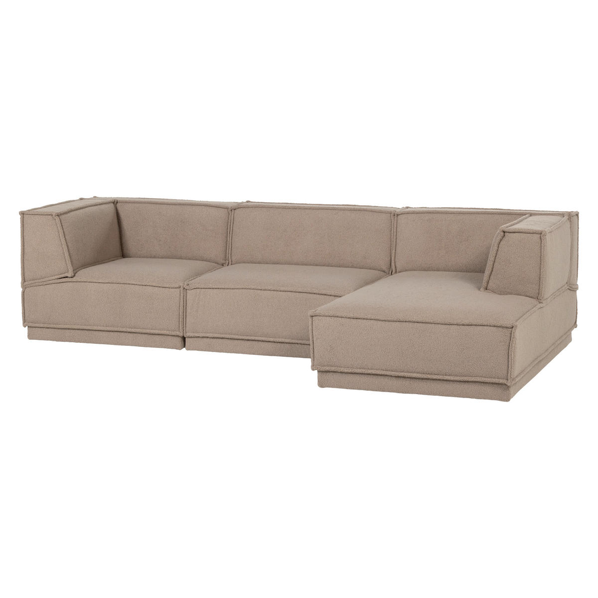 ECKSOFA Manu Taupe Teddystoff  - Taupe/Schwarz, MODERN, Kunststoff/Textil (286/160cm) - Livetastic