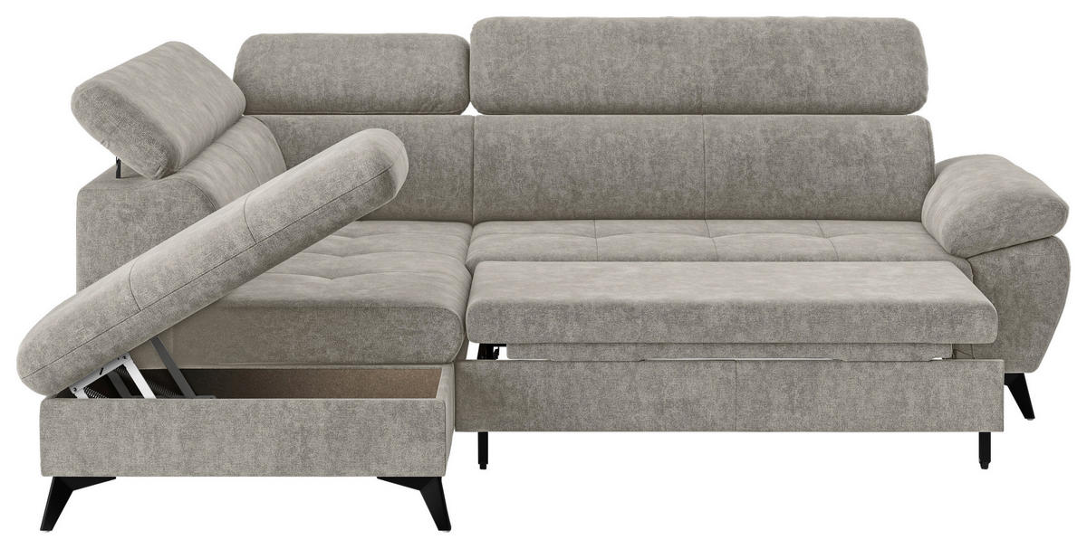 ECKSOFA in Schlammfarben  - Schlammfarben/Schwarz, Textil/Metall (207/265cm) - MID.YOU