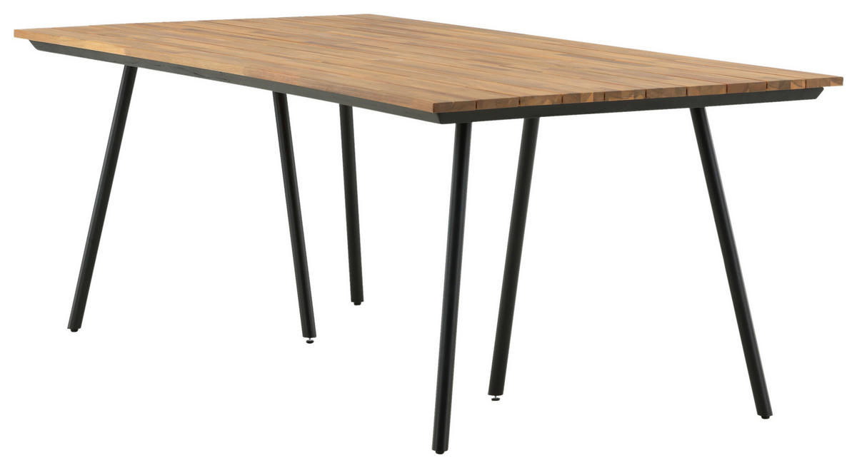 GARTENTISCH 200/100/74 cm Holz, Metall rechteckig  - Schwarz/Teakfarben, KONVENTIONELL, Holz/Metall (200/100/74cm) - Gardenson