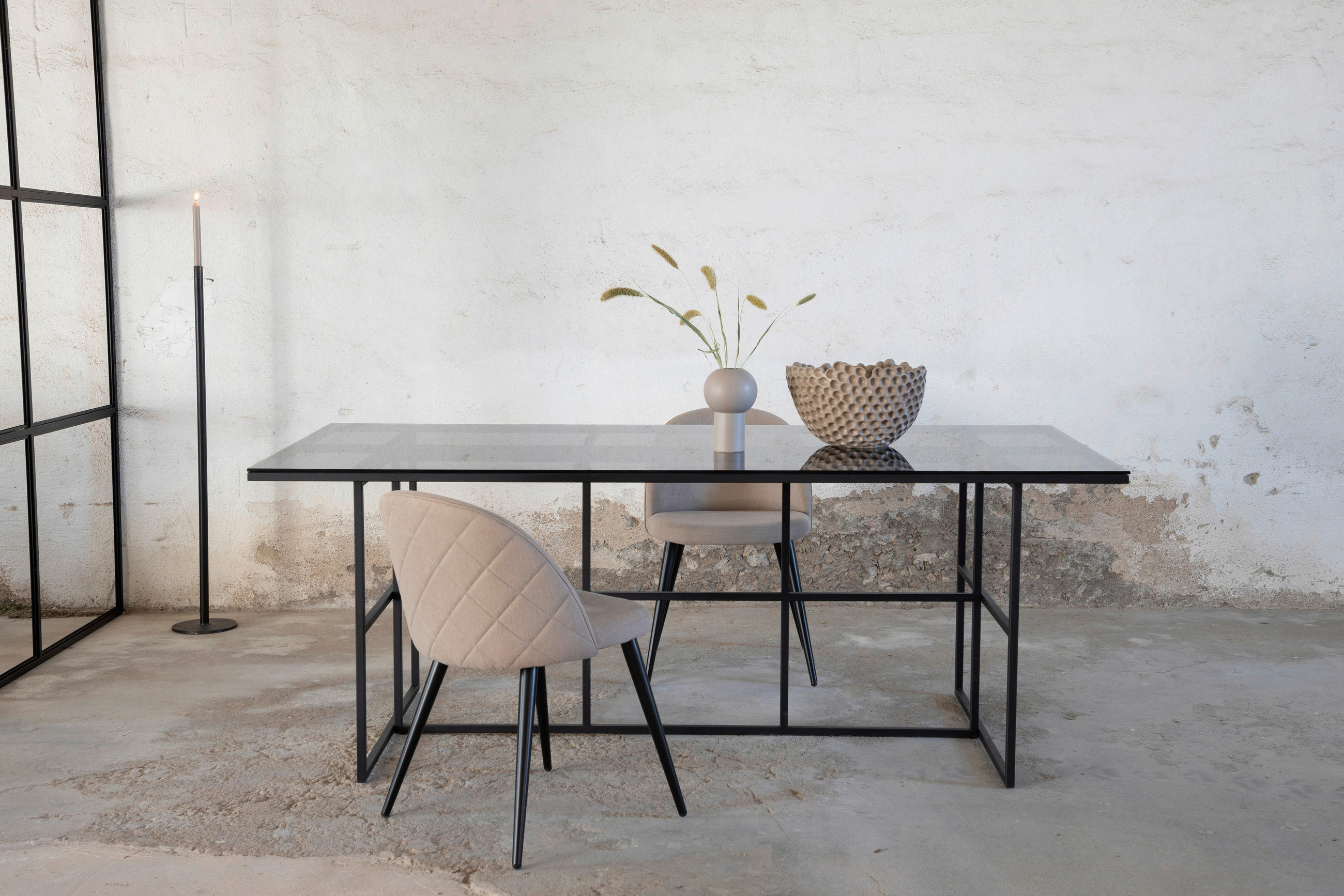 MATBORD i metall, glas 200/90/74 cm   - svart, Design, metall/glas (200/90/74cm) - Livetastic