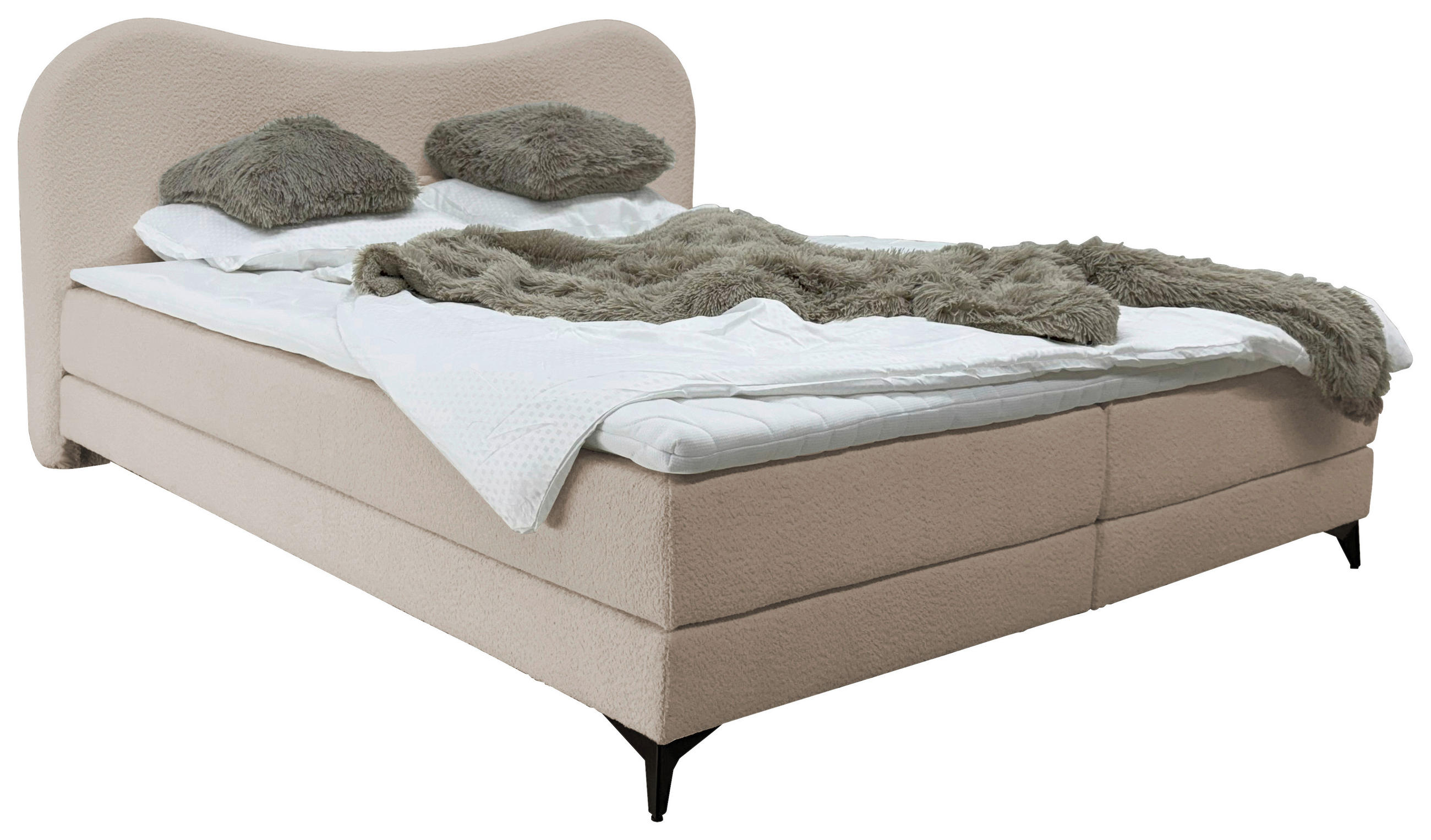 POLSTERBETT Sandfarben 180/200 cm  - Sandfarben/Schwarz, MODERN, Textil/Metall (180/200cm) - Livetastic