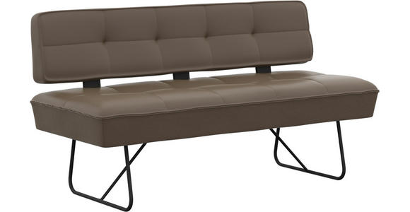 SITZBANK in Metall, Leder Grau  - Schwarz/Grau, Design, Leder/Metall (185/89/68cm) - Moderano