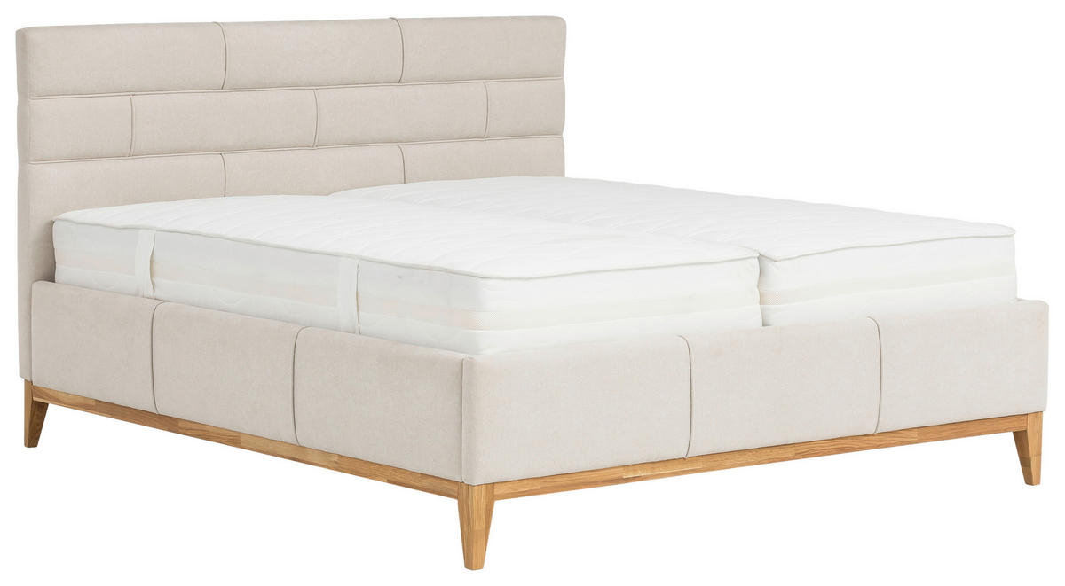 KÁRPITOZOTT ÁGY 180/200 cm  bézs  - bézs, Basics, műanyag/textil (180/200cm) - Carryhome