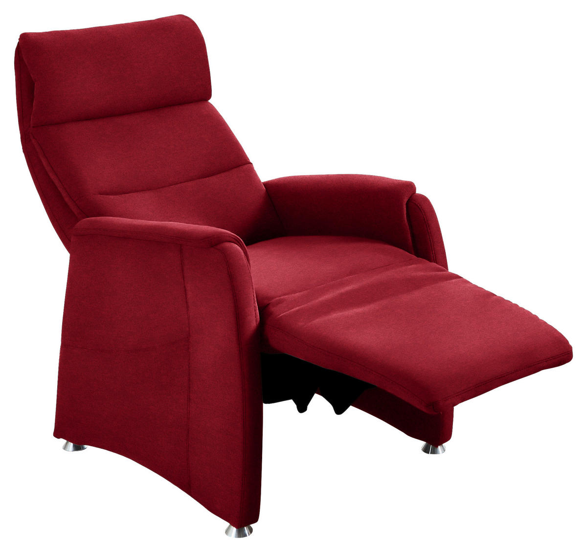 FERNSEHSESSEL in Flachgewebe Rot  - Rot/Alufarben, Konventionell, Textil/Metall (69/111/83cm) - Cantus