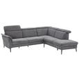 ECKSOFA Grau Struktur  - Schwarz/Grau, MODERN, Textil/Metall (275/235cm) - Cantus