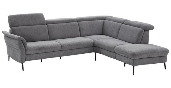 ECKSOFA Grau Struktur  - Schwarz/Grau, MODERN, Textil/Metall (275/235cm) - Cantus