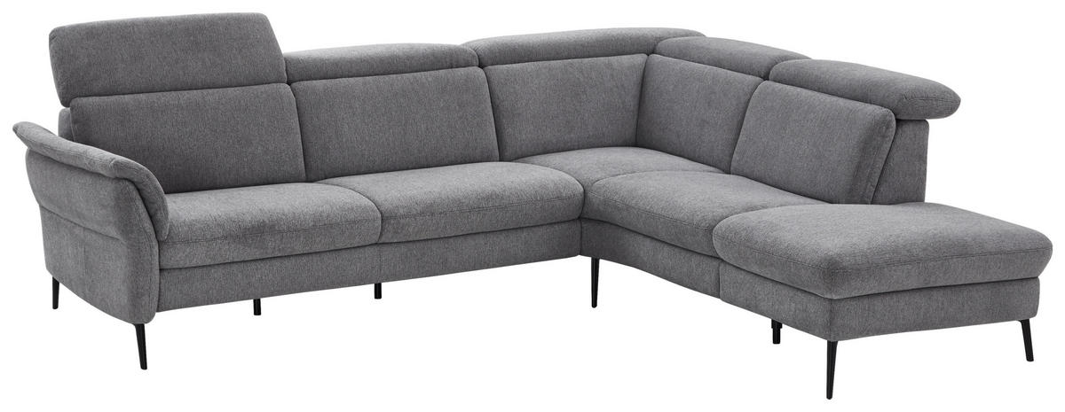 ECKSOFA in Struktur Grau  - Schwarz/Grau, Modern, Textil/Metall (275/235cm) - Cantus