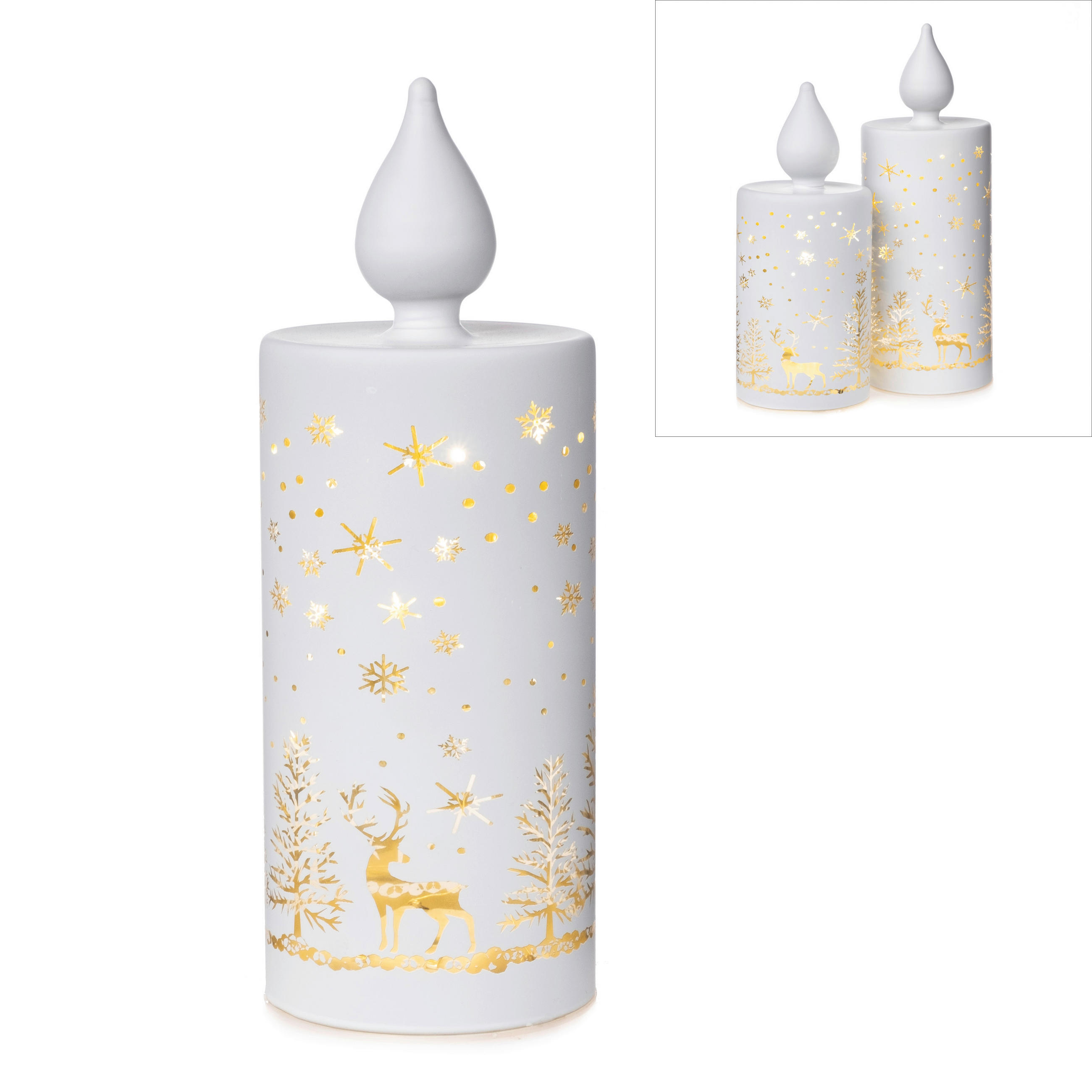 KERZE MIT LED  - Weiß, LIFESTYLE, Glas (7,5/20cm) - X-Mas
