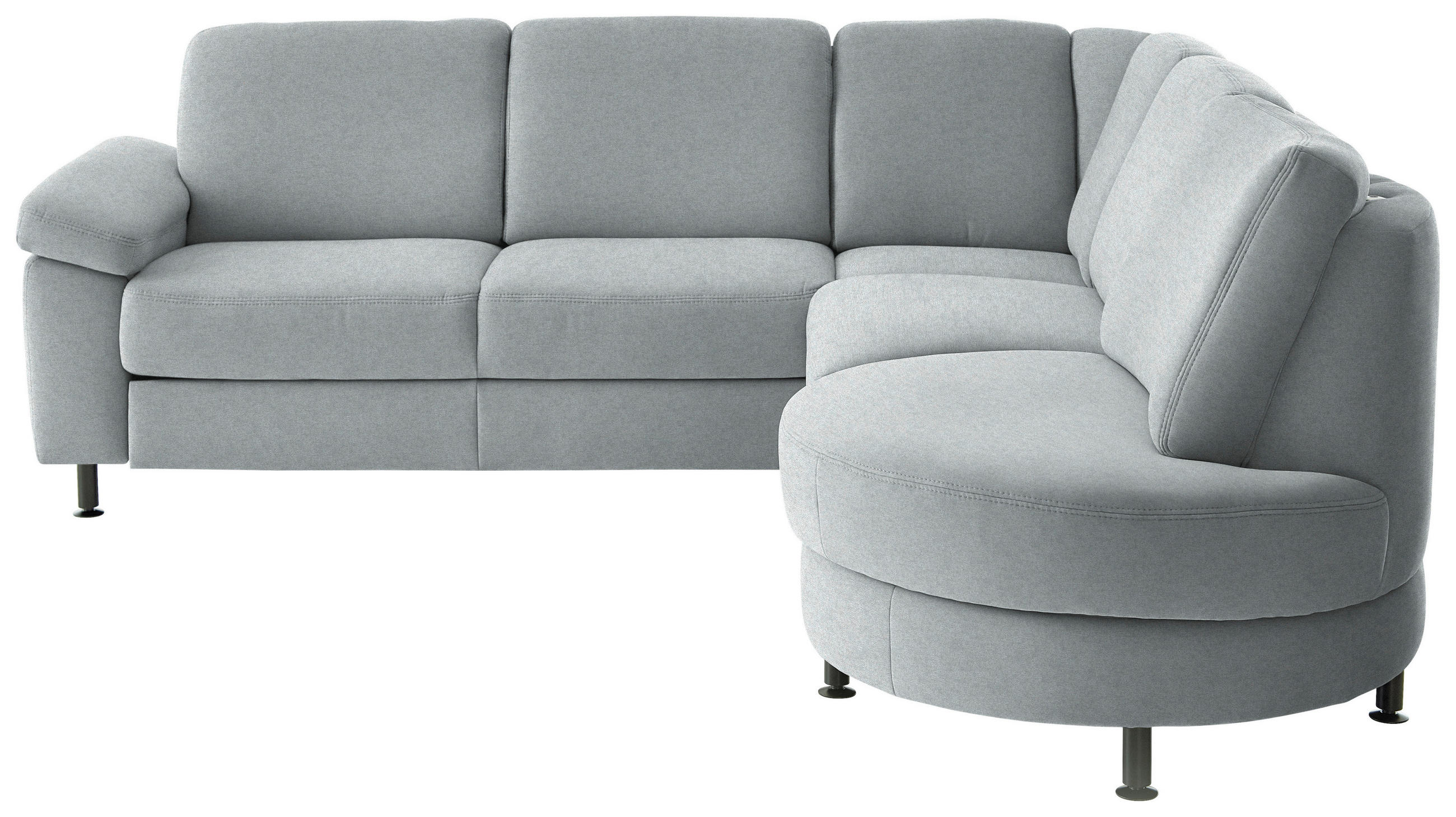 ECKSOFA  in Flachgewebe Grau  248/252 cm  - Schwarz/Grau, KONVENTIONELL, Textil/Metall (248/252cm) - Beldomo Comfort