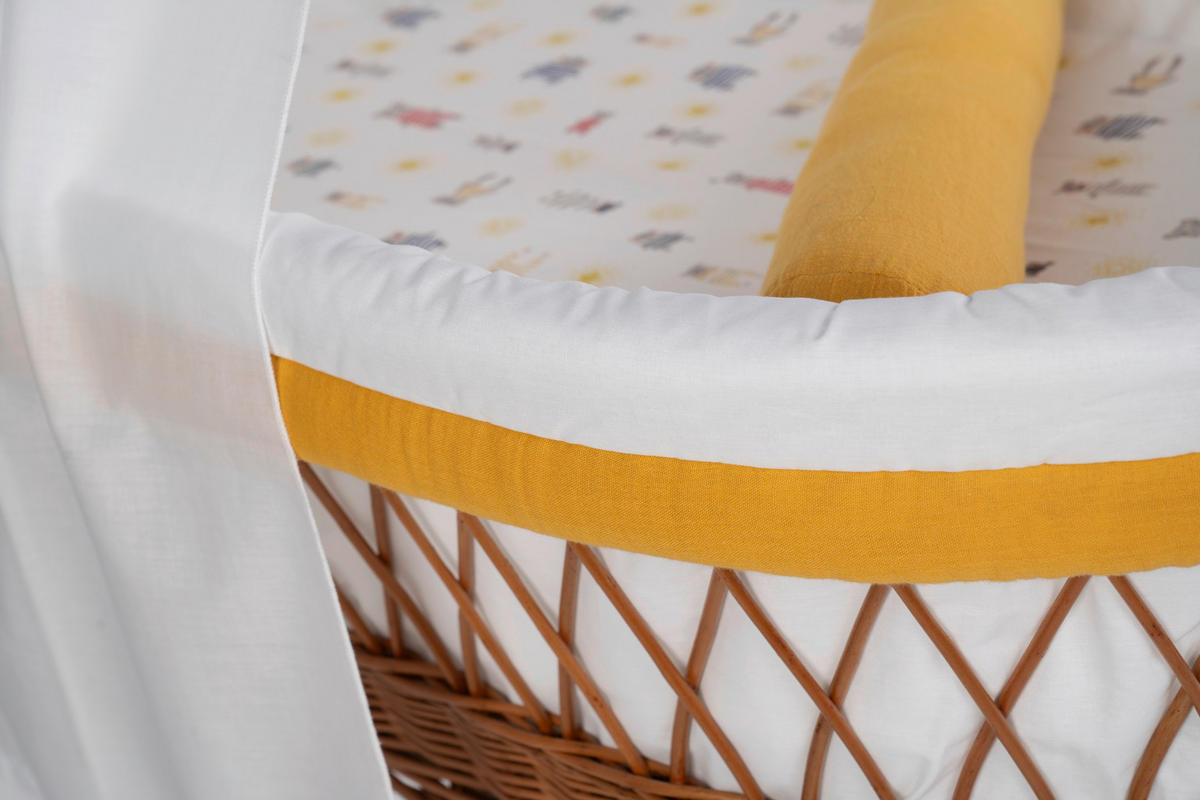STUBENWAGEN-KOMPLETTSET Babybett Lounge Natur Pyjamabär   - Currygelb/Buchefarben, Basics, Holz/Textil (60/167/100cm) - Mionido