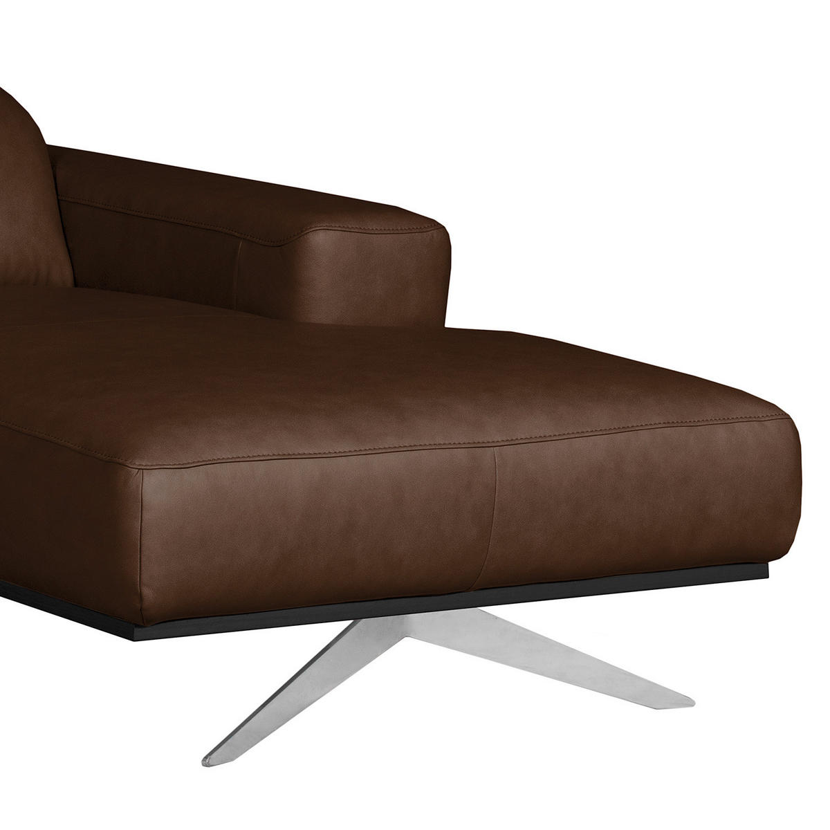 ECKSOFA  in Echtleder Dunkelbraun  295/187 cm  - Chromfarben/Dunkelbraun, Design, Leder/Metall (295/187cm) - Livetastic