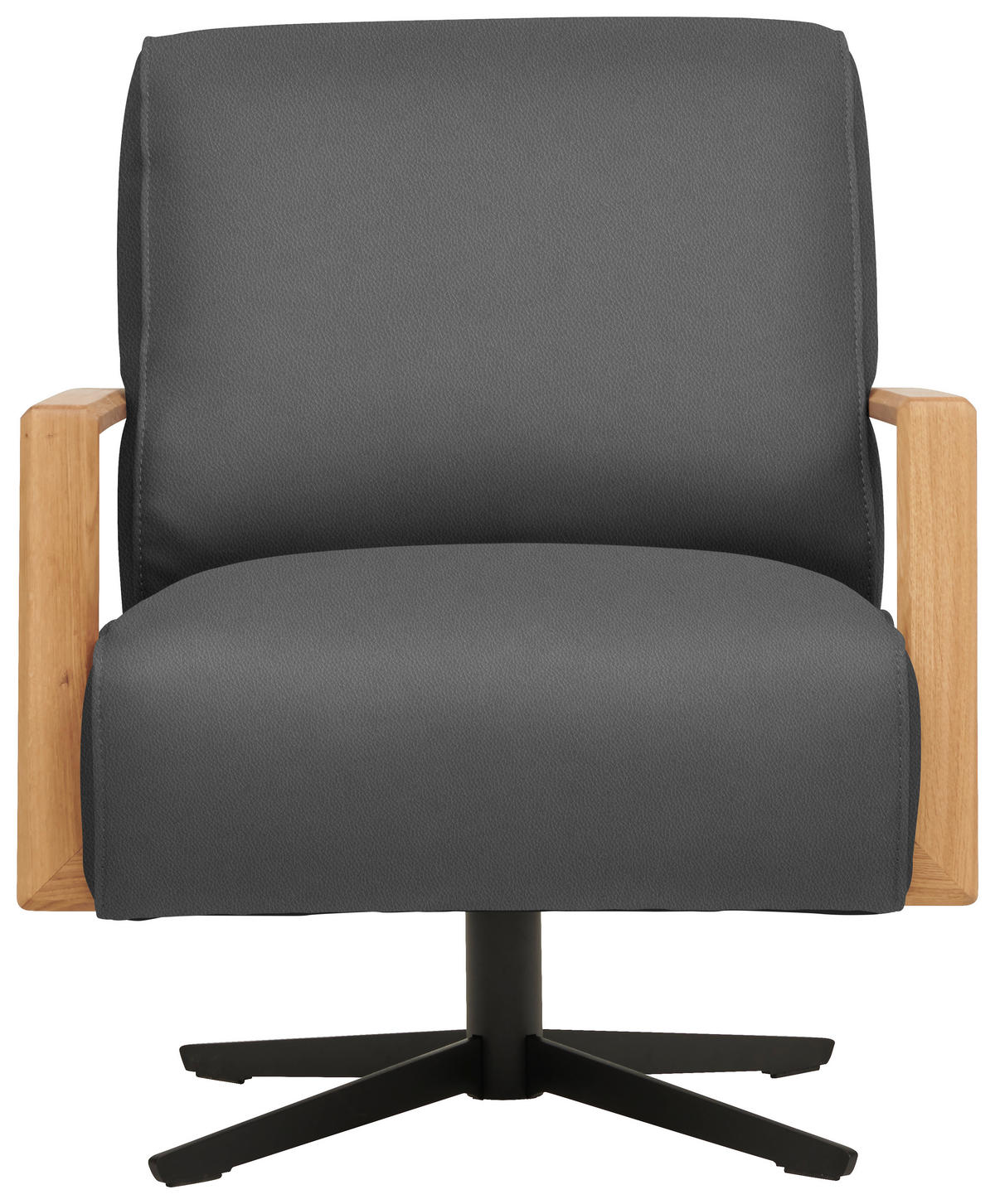 SESSEL in Echtleder Blau  - Wildeiche/Blau, Design, Leder/Holz (72/82/86cm) - Koinor