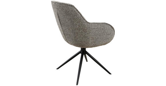 ARMLEHNSTUHL in Eisen Leinenoptik - Schwarz/Braun, Design, Textil/Metall (61/82/65cm) - Novel
