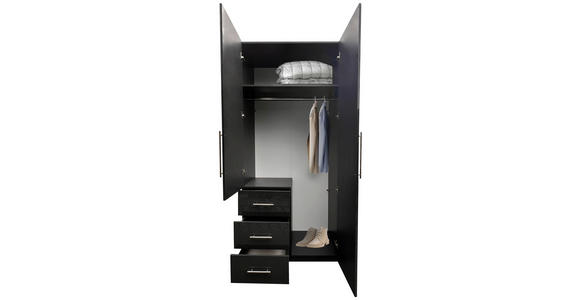 KLEIDERSCHRANK 98/219/59 cm 2-türig  - Anthrazit/Anthrazit Hochglanz, KONVENTIONELL, Holzwerkstoff/Metall (98/219/59cm) - Carryhome