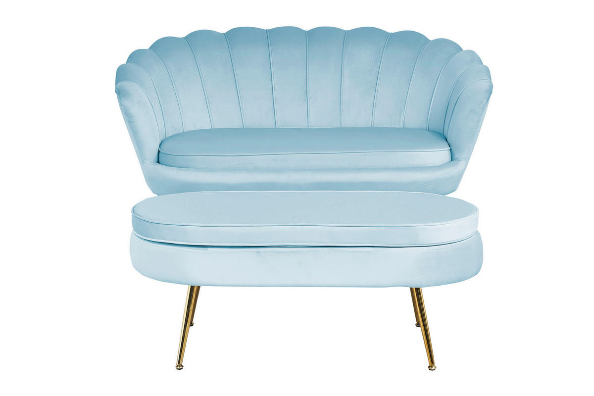 HOCKER in Textil Hellgrau  - Goldfarben/Hellgrau, MODERN, Textil/Metall (99/40/44cm) - Livetastic
