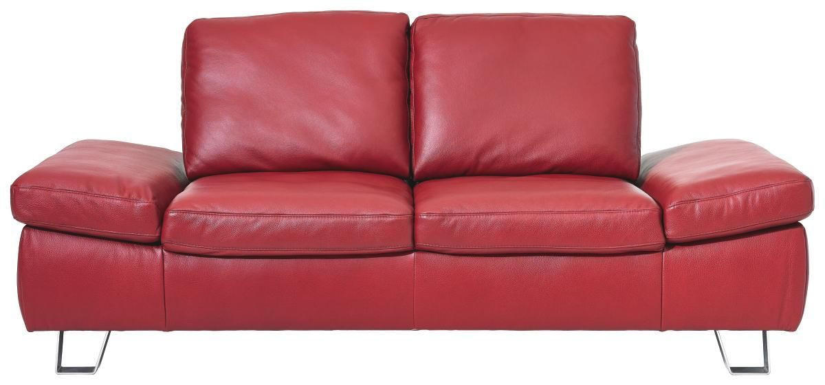 SITZGARNITUR Rot Echtleder  - Edelstahlfarben/Rot, Design, Leder/Metall (220/200/85/109cm) - Moderano