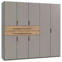 OMARA ZA OBLAČILA, siva, sahara, hrast artisan  - sahara/siva, Design, leseni material (225/208/65cm) - Carryhome