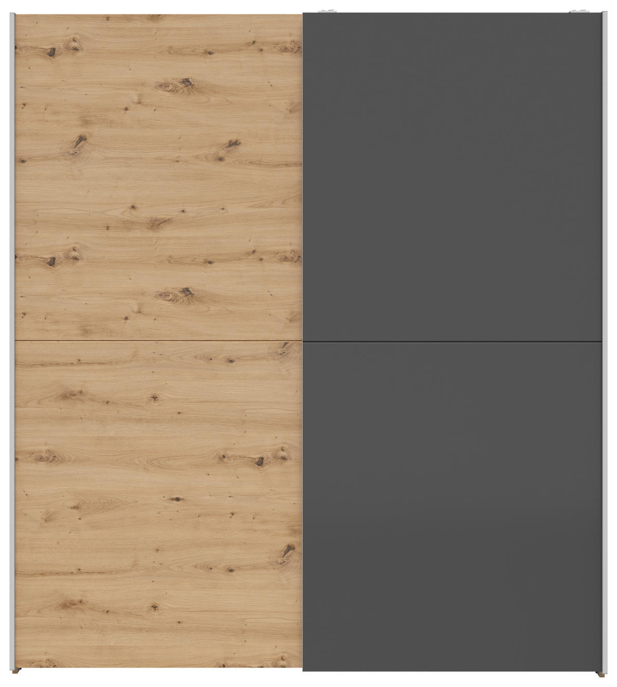 SCHWEBETÜRENSCHRANK 170/191/59 cm 2-türig Weiß, Eichefarben, Eiche Artisan  - Eichefarben/Silberfarben, Basics, Holzwerkstoff/Kunststoff (170/191/59cm) - Boxxx