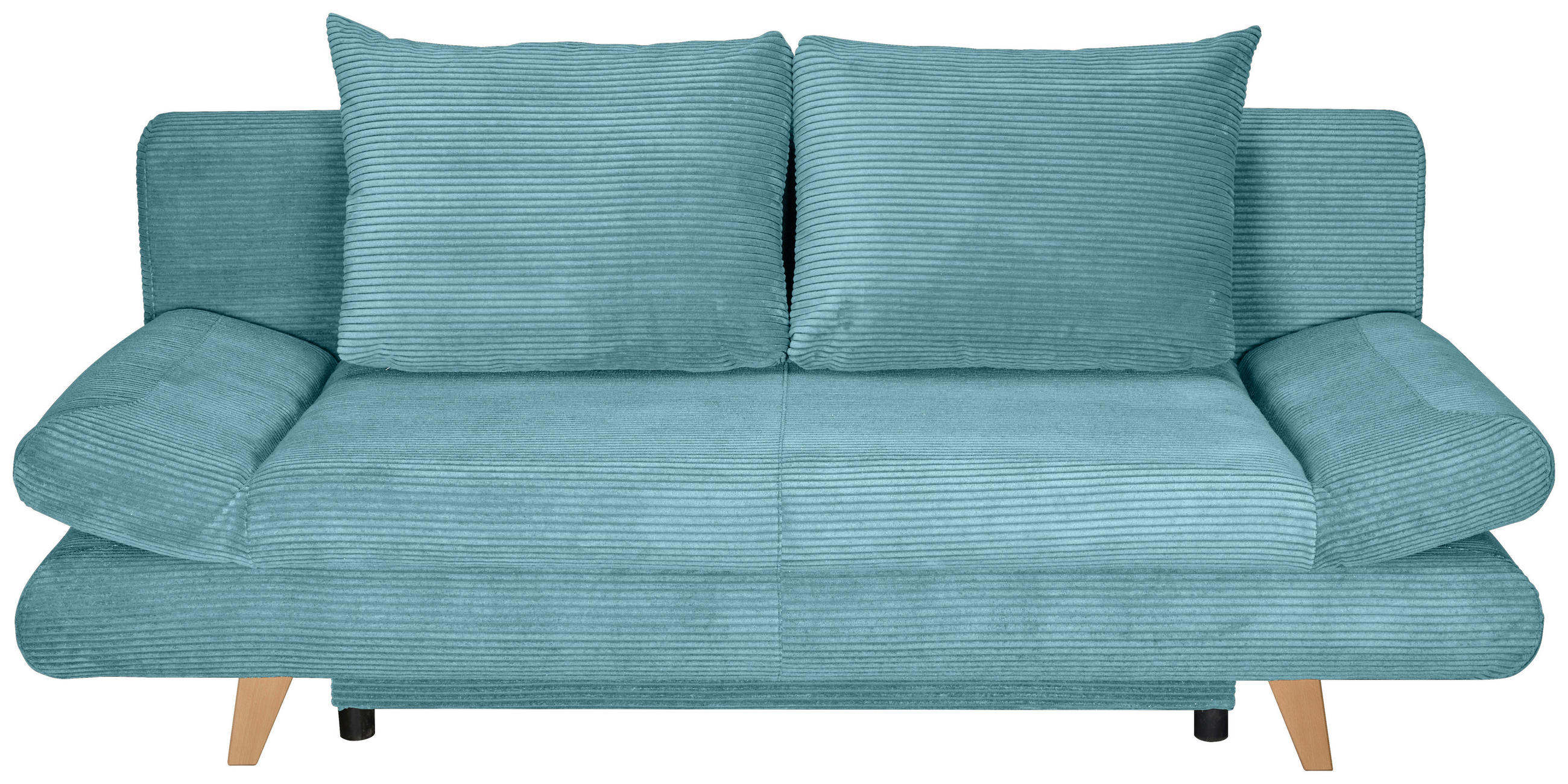 SCHLAFSOFA Cord Türkis  - Türkis/Buchefarben, KONVENTIONELL, Holz/Textil (200/75/85cm) - Carryhome