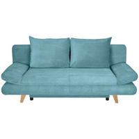 SCHLAFSOFA  mit Schlafen auf Sitzhöhe, haustierfreundlicher Bezug Cord Türkis  - Türkis/Buchefarben, KONVENTIONELL, Holz/Textil (200/75/85cm) - Carryhome