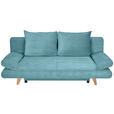 SCHLAFSOFA mit Schlafen auf Sitzhöhe, haustierfreundlicher Bezug Cord Türkis - Türkis/Buchefarben, KONVENTIONELL, Holz/Textil (200/75/85cm) - Carryhome