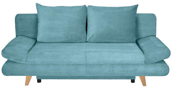 SCHLAFSOFA mit Schlafen auf Sitzhöhe, haustierfreundlicher Bezug Cord Türkis - Türkis/Buchefarben, KONVENTIONELL, Holz/Textil (200/75/85cm) - Carryhome
