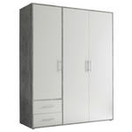 DREHTÜRENSCHRANK  in Weiß, Hellgrau  - Hellgrau/Alufarben, KONVENTIONELL, Holzwerkstoff/Kunststoff (155/195/60cm) - Carryhome