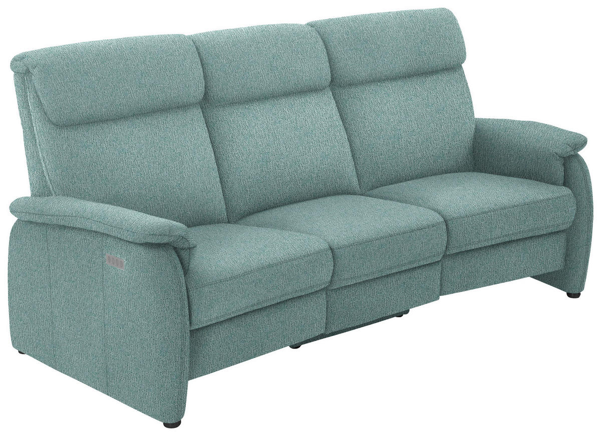 TRAPEZSOFA in Flachgewebe Salbeigrün  - Salbeigrün/Schwarz, Konventionell, Textil/Metall (219/107/97cm) - Pure Home Comfort
