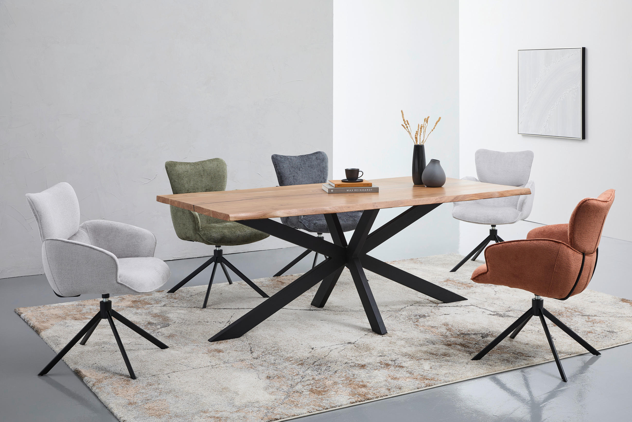 MASĂ din lemn, metal, materiale naturale 200/100/76 cm   - maro/negru, Lifestyle, materiale naturale/lemn (200/100/76cm) - Landscape