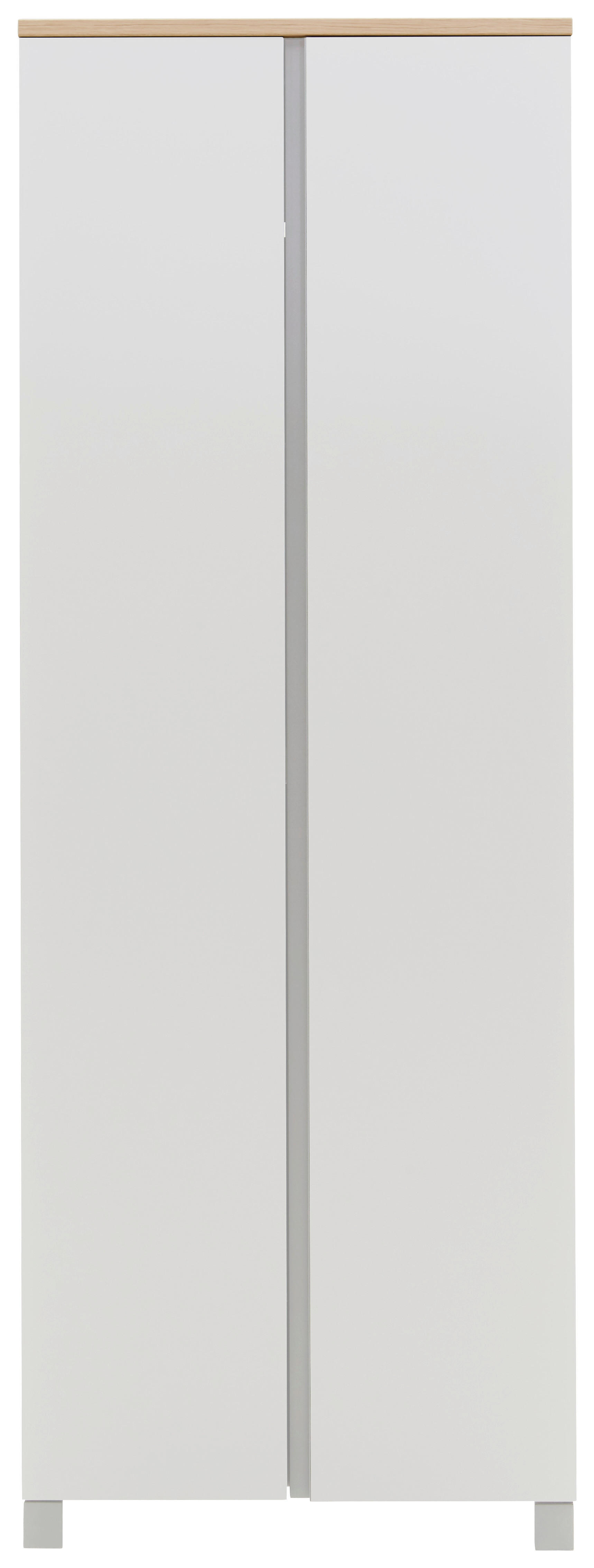 GARDEROBE Silberfarben, Weiß, Eichefarben  - Eichefarben/Silberfarben, Design, Holz/Metall (260/193/40cm) - Dieter Knoll