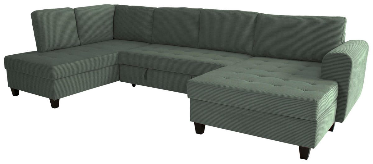 WOHNLANDSCHAFT MORITZ Grün Cord  - Grün, Trend, Textil (178/324/155cm) - P & B