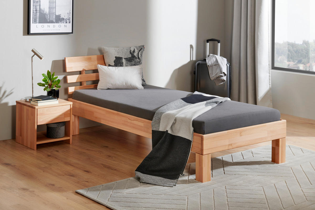 NACHTSCHRANK 40/40/40 cm Kernbuche massiv  - Natur, Holz (40/40/40cm) - MID.YOU