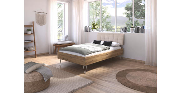 BETT 120/200 cm  in Eiche Artisan  - Champagner/Eiche Artisan, Design, Holzwerkstoff/Textil (120/200cm) - Carryhome