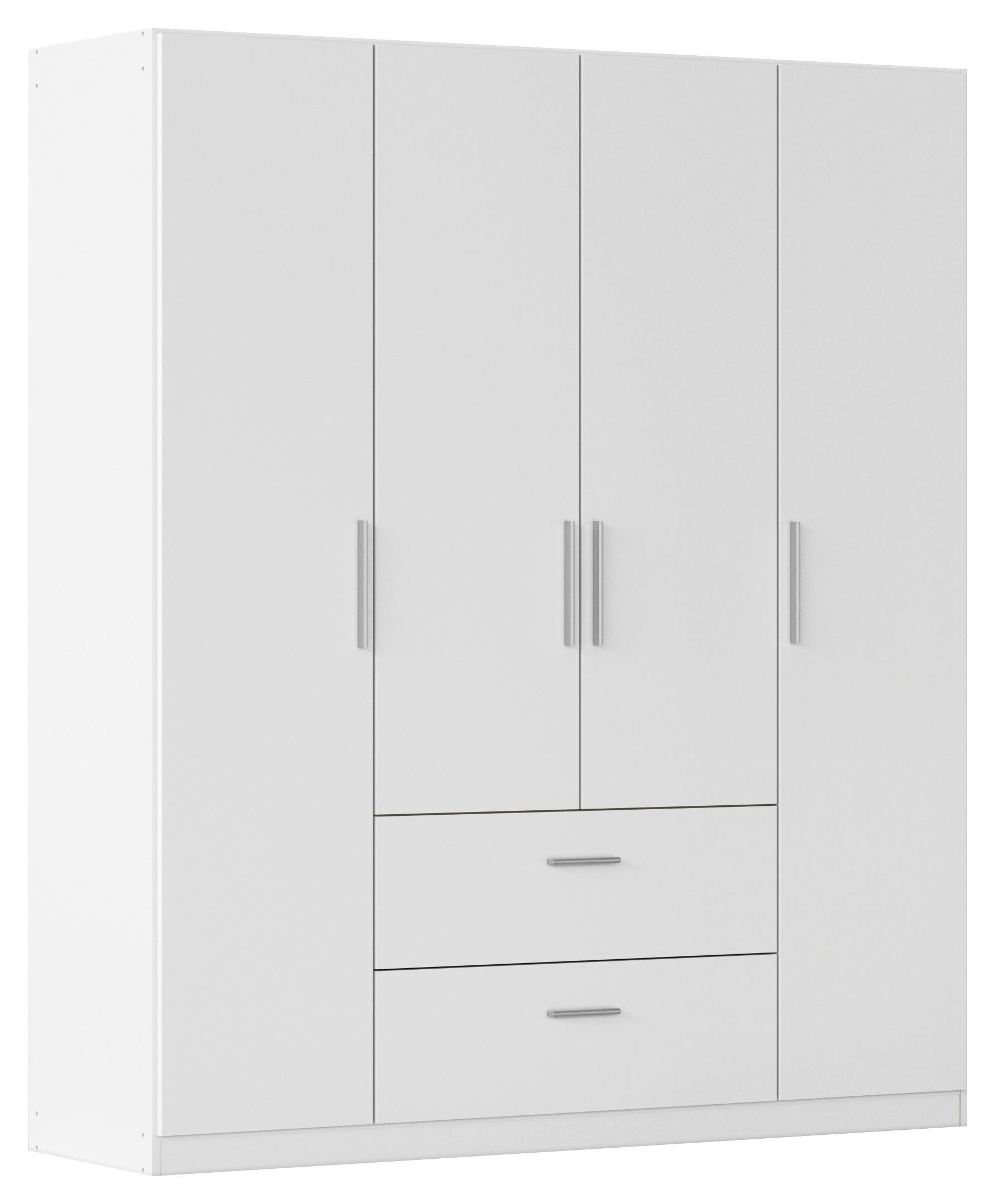 DREHTÜRENSCHRANK 181/210/54 cm,  in Weiß, 4-türig  - Alufarben/Weiß, KONVENTIONELL, Holzwerkstoff/Kunststoff (181/210/54cm) - home24