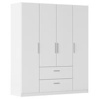 DREHTÜRENSCHRANK 181/210/54 cm,  in Weiß, 4-türig  - Alufarben/Weiß, KONVENTIONELL, Holzwerkstoff/Kunststoff (181/210/54cm) - home24