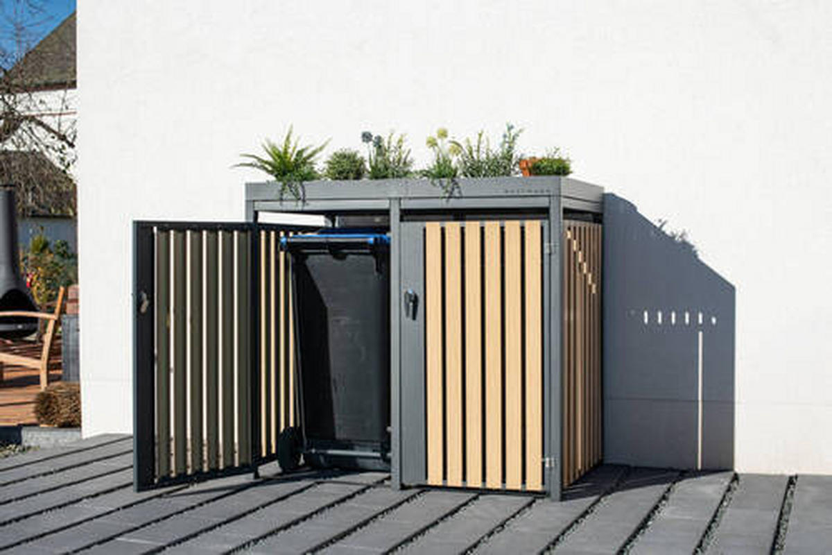 MÜLLTONNENBOX - Anthrazit/Naturfarben, Basics, Metall (84/125/134cm)