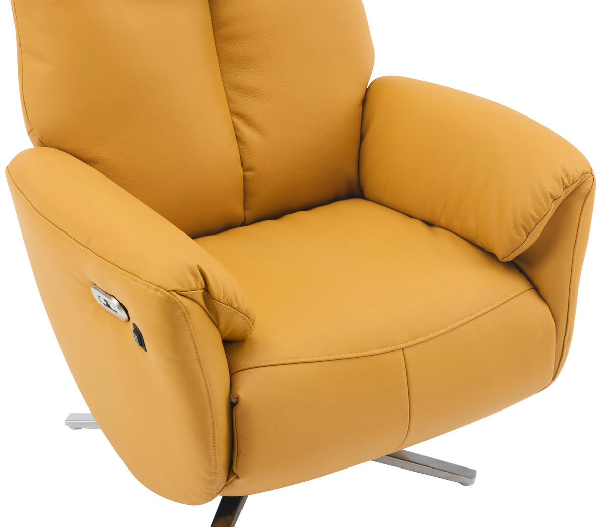 MASSAGESESSEL Echtleder Lederlook Gelb    - Chromfarben/Gelb, Design, Leder/Textil (79/110/85cm) - Livetastic