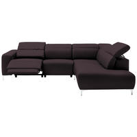 ECKSOFA in Echtleder Braun  - Chromfarben/Braun, Design, Leder/Metall (290/223cm) - Pure Home Lifestyle
