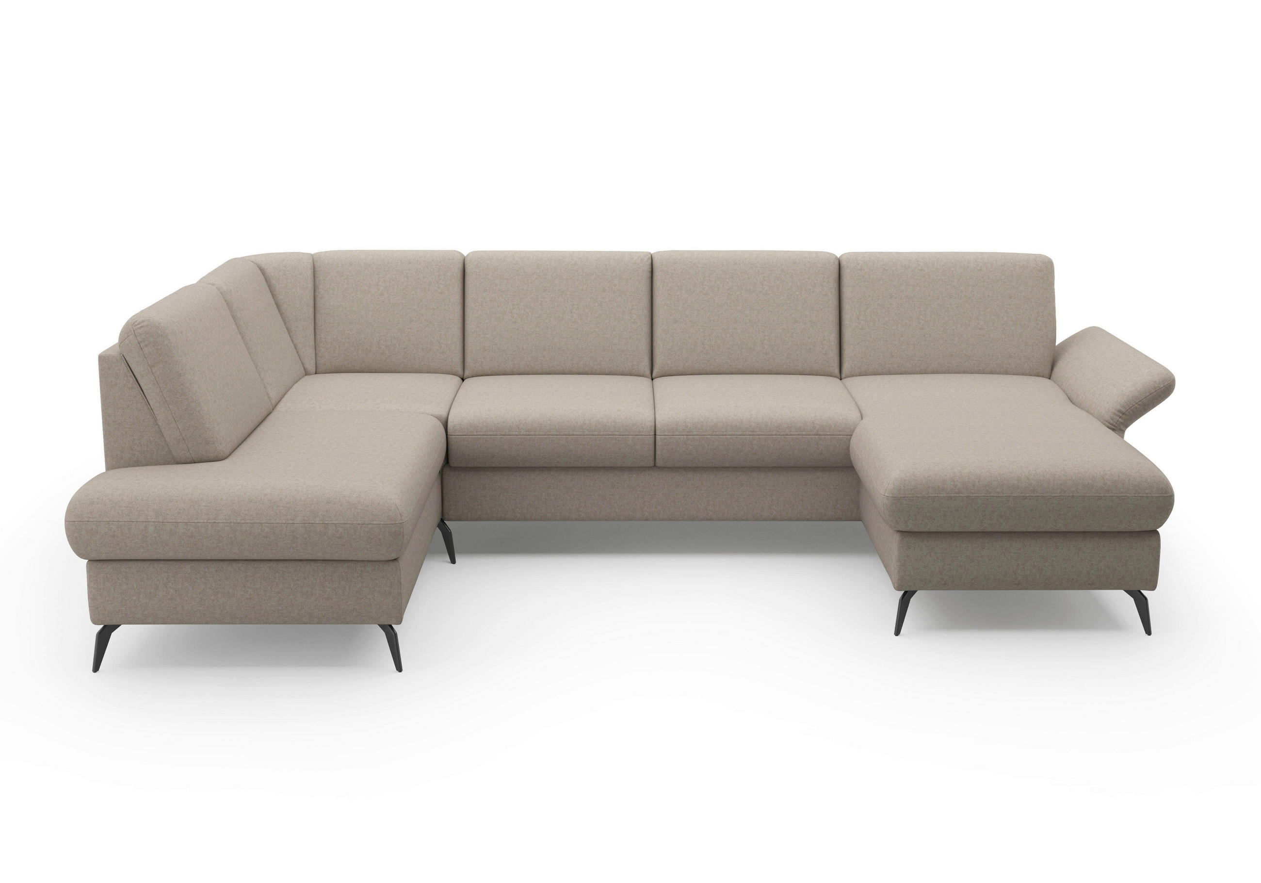 WOHNLANDSCHAFT in Flachgewebe Taupe  - Taupe/Schwarz, Konventionell, Textil/Metall (195/314/164cm) - Sit & More
