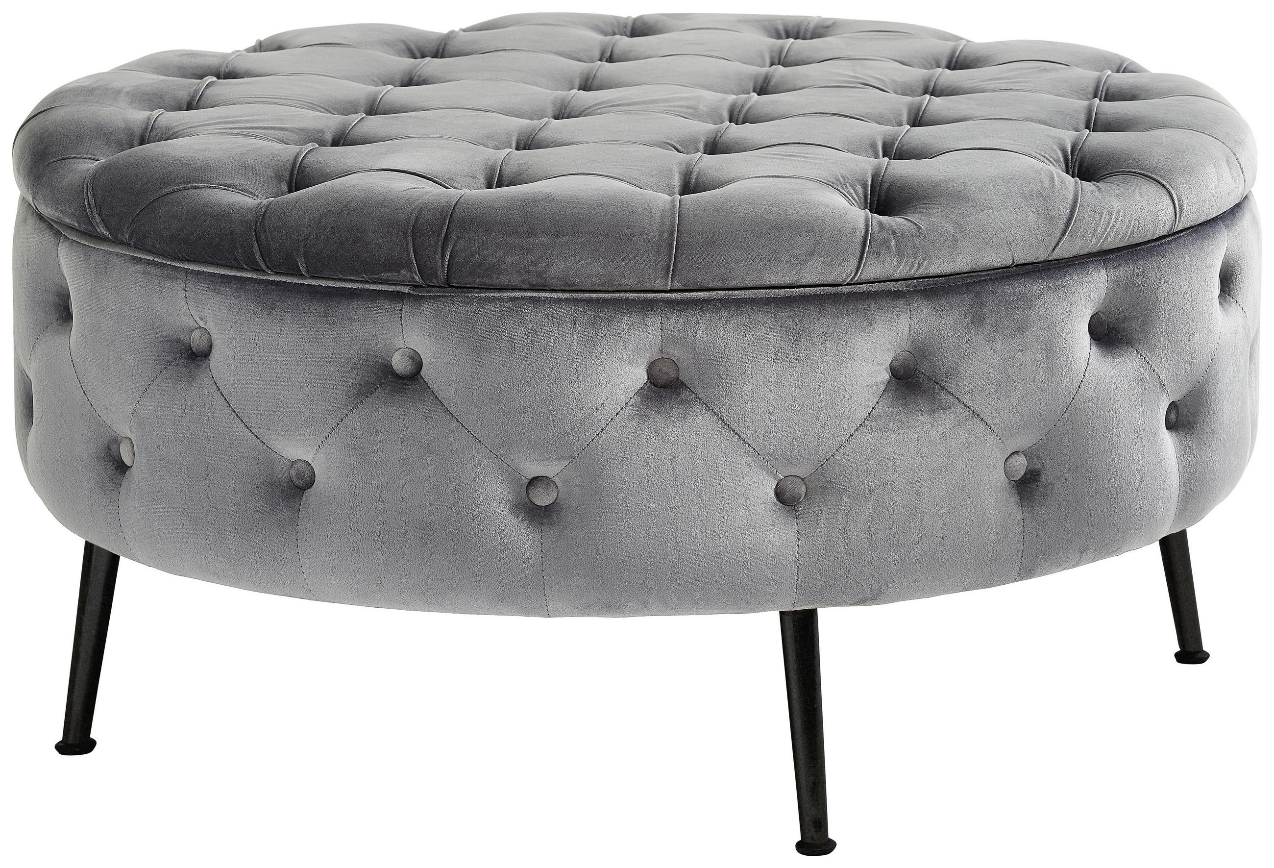 HOCKER Samt Grau, Schwarz  - Schwarz/Grau, Trend, Textil/Metall (90/44/90cm) - Xora