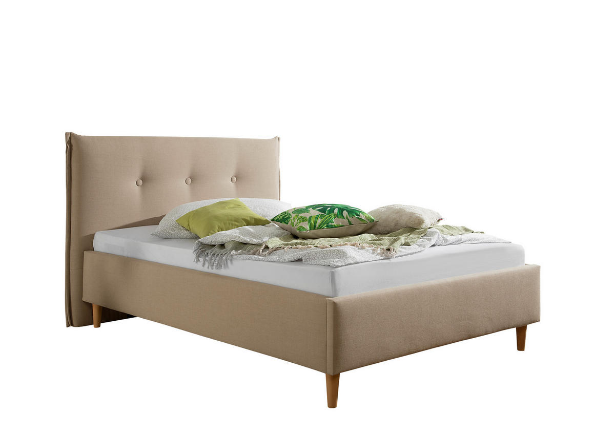 POLSTERBETT 140/200 cm,  in Beige,  - Beige/Naturfarben, MODERN, Holz/Textil (140/200cm) - Livetastic