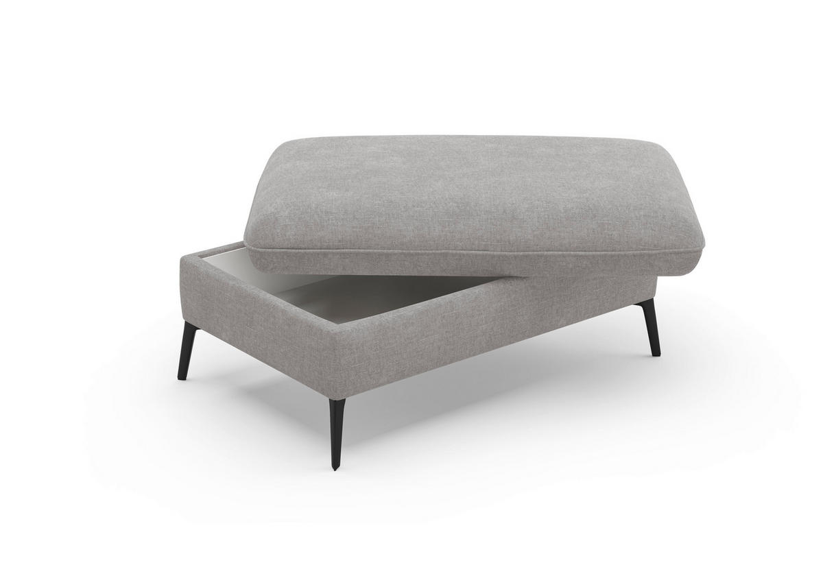 HOCKER in Textil Hellgrau  - Hellgrau/Creme, Konventionell, Textil/Metall (104/47/69cm) - Sit & More